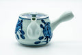 Japanese Kyusu - Blue Floral Arita-yaki Ceramic Filter Teapot - 400ml - side profile with the spout to the left