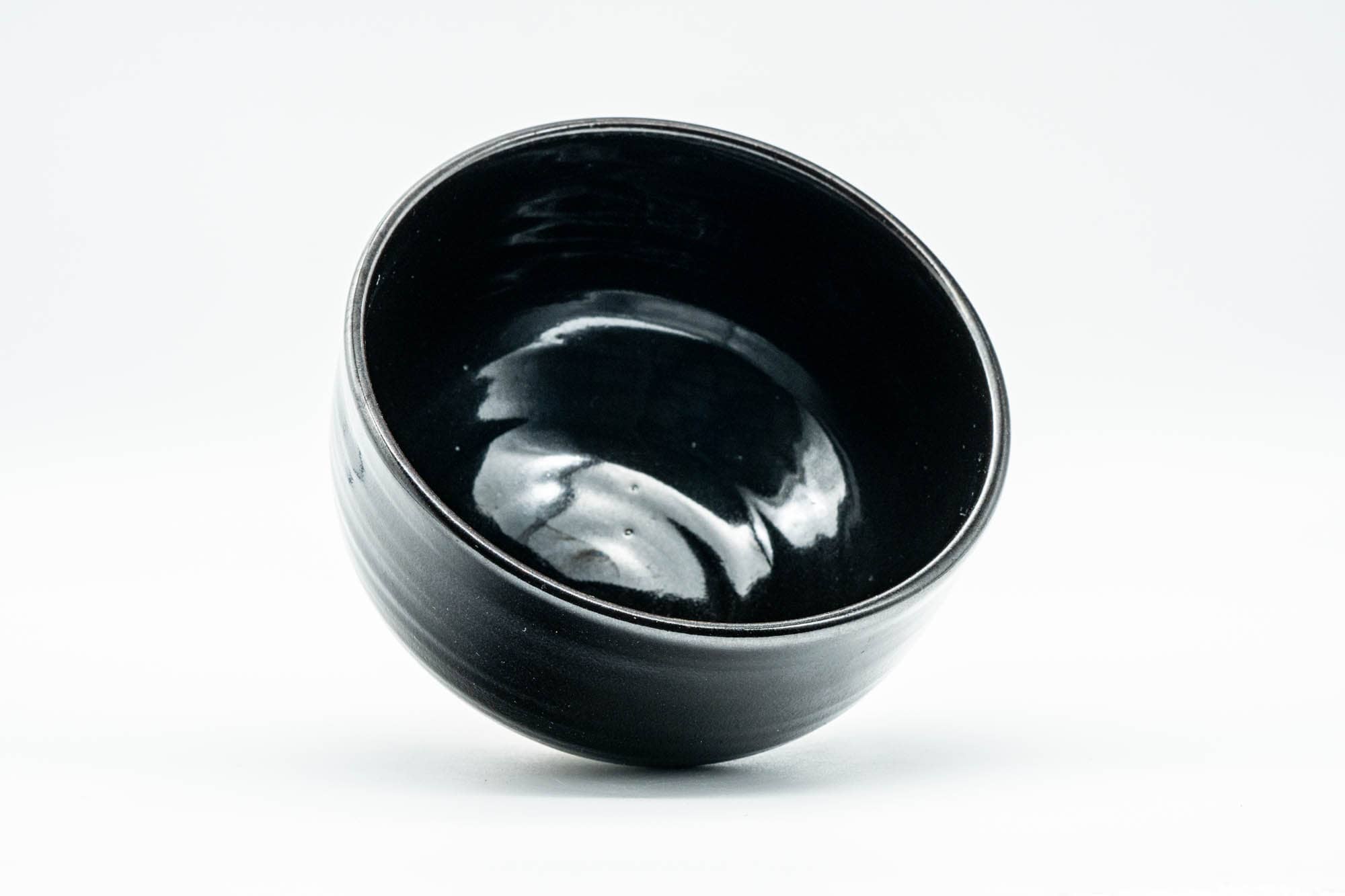 Japanese Matcha Bowl - Jet Black Glazed Hantsutsu-gata Chawan - 350ml