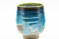 Japanese Teacup - Blue Hare's Fur Drip Glazed Yunomi - 115ml - side view of the drip-glazed cup