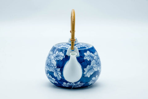 Japanese Dobin - Blue Floral Arita-yaki Porcelain Top-Handled Teapot - 500ml