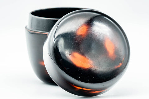 Japanese Natsume - Black Orange Patterned Matcha Tea Caddy - 100ml