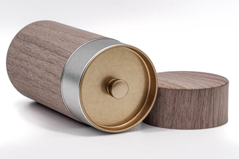 Walnut Wood Veneer Tea Canister - 200g
