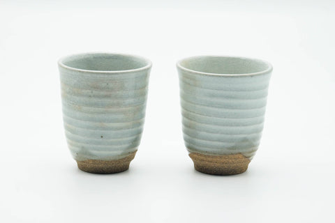 Japanese Teacups - Pair of Grey Glazed Spiraling Yunomi - 150ml