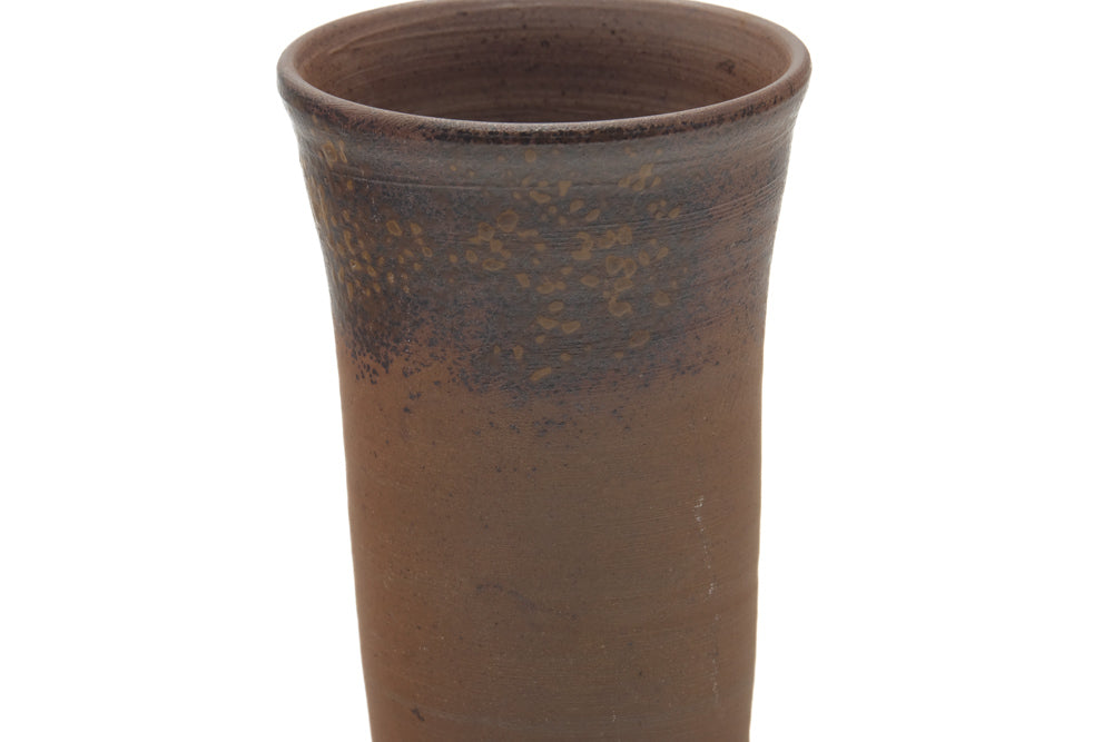 Japanese Teacups - Pair of Tall Brown Stoneware Yunomi - 250ml