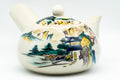 Japanese Kyusu - Beige Countryside Motifs Kutani-yaki Debeso Teapot - 450ml - Tezumi