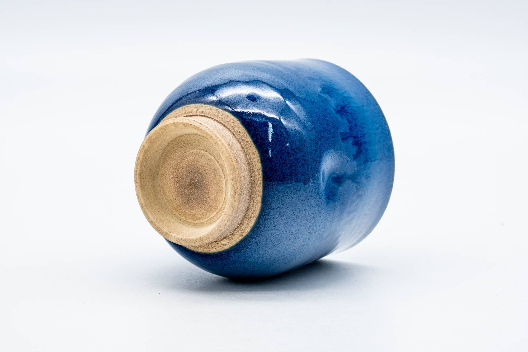 Japanese Teacup - Blue Drip-Glazed Thumb-Indented Yunomi - 200ml