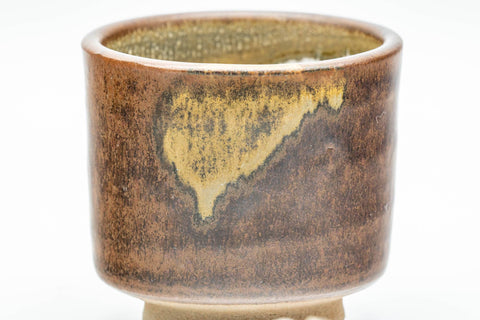 Tezumi — Japanese Teacup - Brown Drip- and White Inner-Glazed Yunomi - 100ml — tipped to show the interior