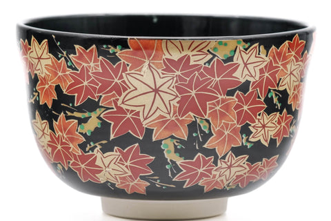 Maple Leaves Black Momiji Kyo-yaki Chawan