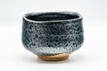 Japanese Matcha Bowl - Tenmoku Yuteki Glazed Chawan - 500ml - front view showing the oil-spot tenmoku glaze and undulating rim