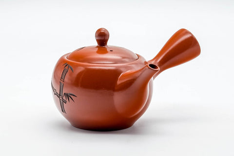 Japanese Kyusu - Bamboo Engraved Tokoname-yaki Mesh Teapot - 350ml