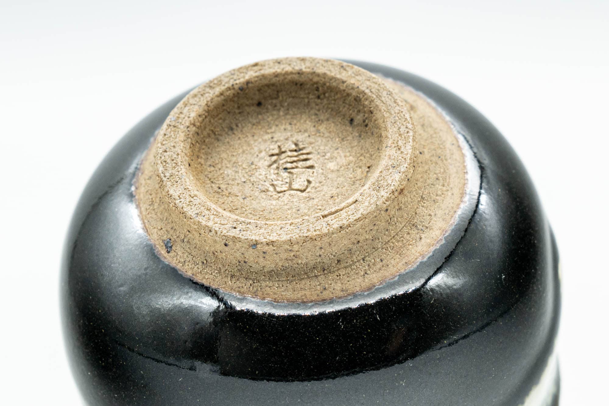 Japanese Teacup - Jet Black Hare's Fur Drip-Glazed Guinomi - 35ml