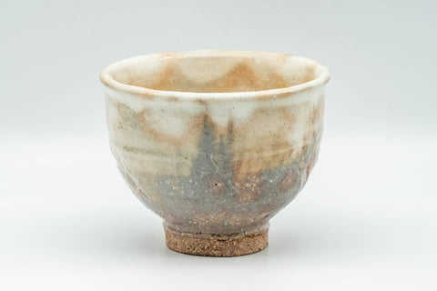 Japanese Teacup - Beige Earthy Gohonte Hagi-yaki Yunomi - 150ml - front straight-on view
