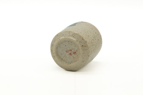 Japanese Teacup - Beige Speckled Floral Yunomi - 185ml