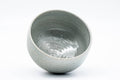Japanese Matcha Bowl - Grey Mottled Karatsu-yaki Hantsutsu-gata Chawan - 475ml - overhead view into the glazed interior
