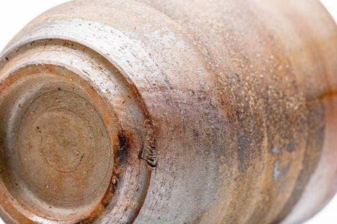 Japanese Teacup - Brown Stoneware Spiraling Bizen-yaki Yunomi - 175ml