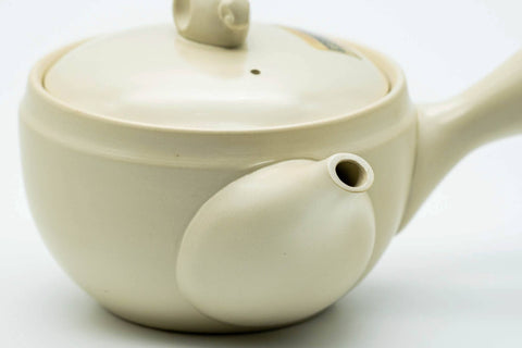 Japanese Kyusu - White Bunny Rabbit Tokoname-yaki Mesh Teapot - 250ml