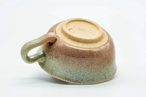 Japanese Teacup - 天鵬山 Tsubaki Kiln - Beige Weathered Hagi-yaki Ushirode Yunomi - 110ml