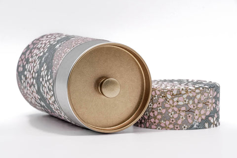 Pink White Floral Waves Washi Tea Canister - 200g