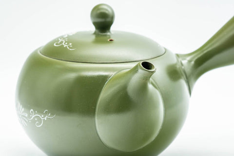 Japanese Kyusu - 莞山 Nakano Kanzan - Floral Green Ryokudei Tokoname-yaki Debeso Teapot - 250ml