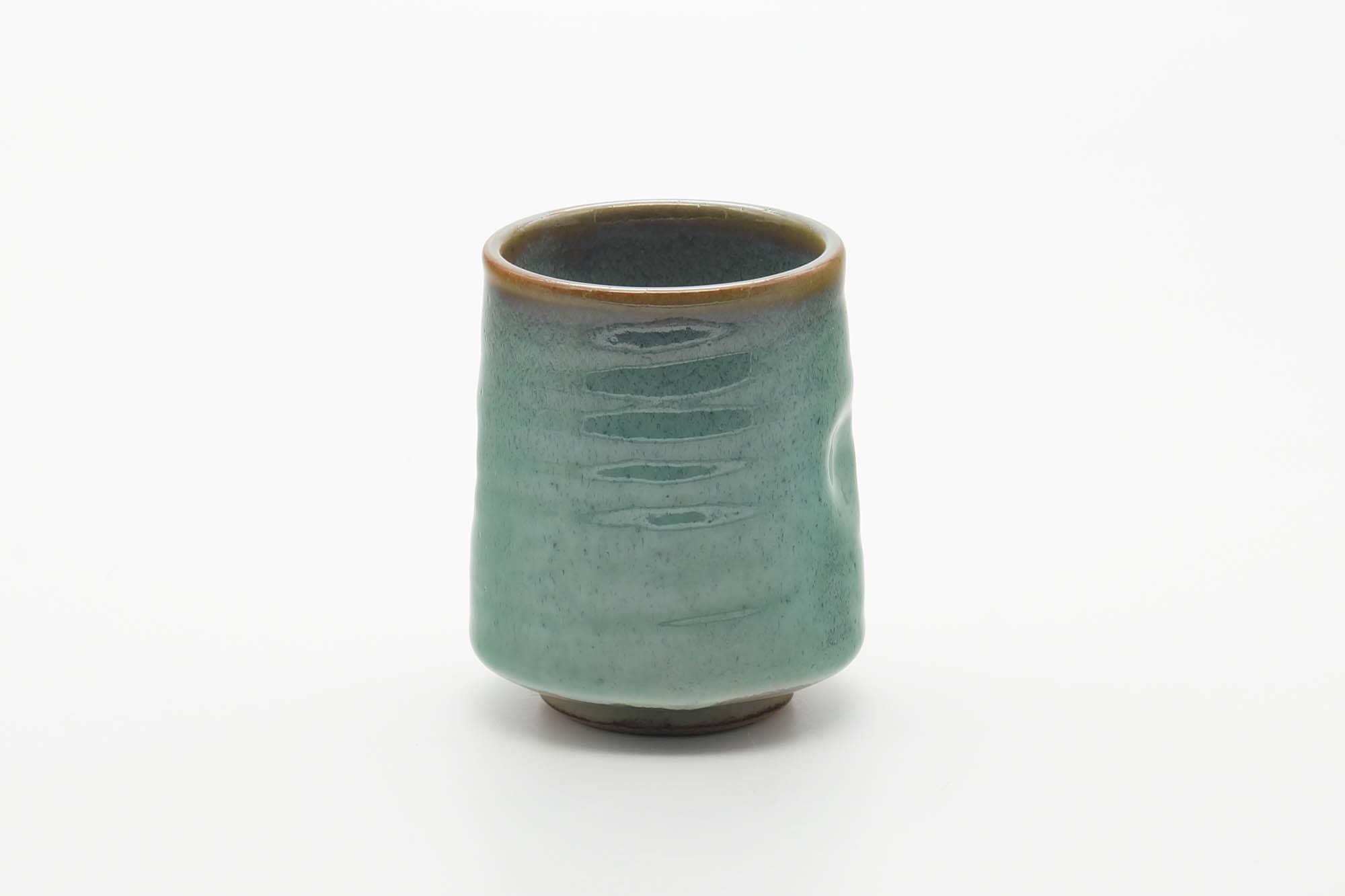 Japanese Teacup - Teal Speckled Thumb-Indented Yunomi - 180ml