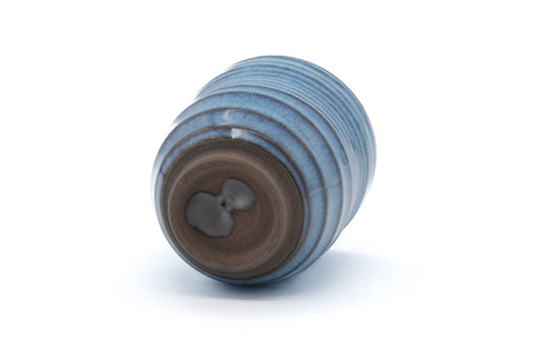 Japanese Teacup - Ocean Blue Glazed Spiraling Yunomi - 180ml