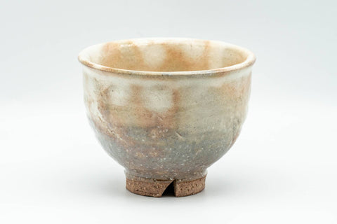 Japanese Teacup - Beige Earthy Gohonte Hagi-yaki Yunomi - 150ml - side profile view