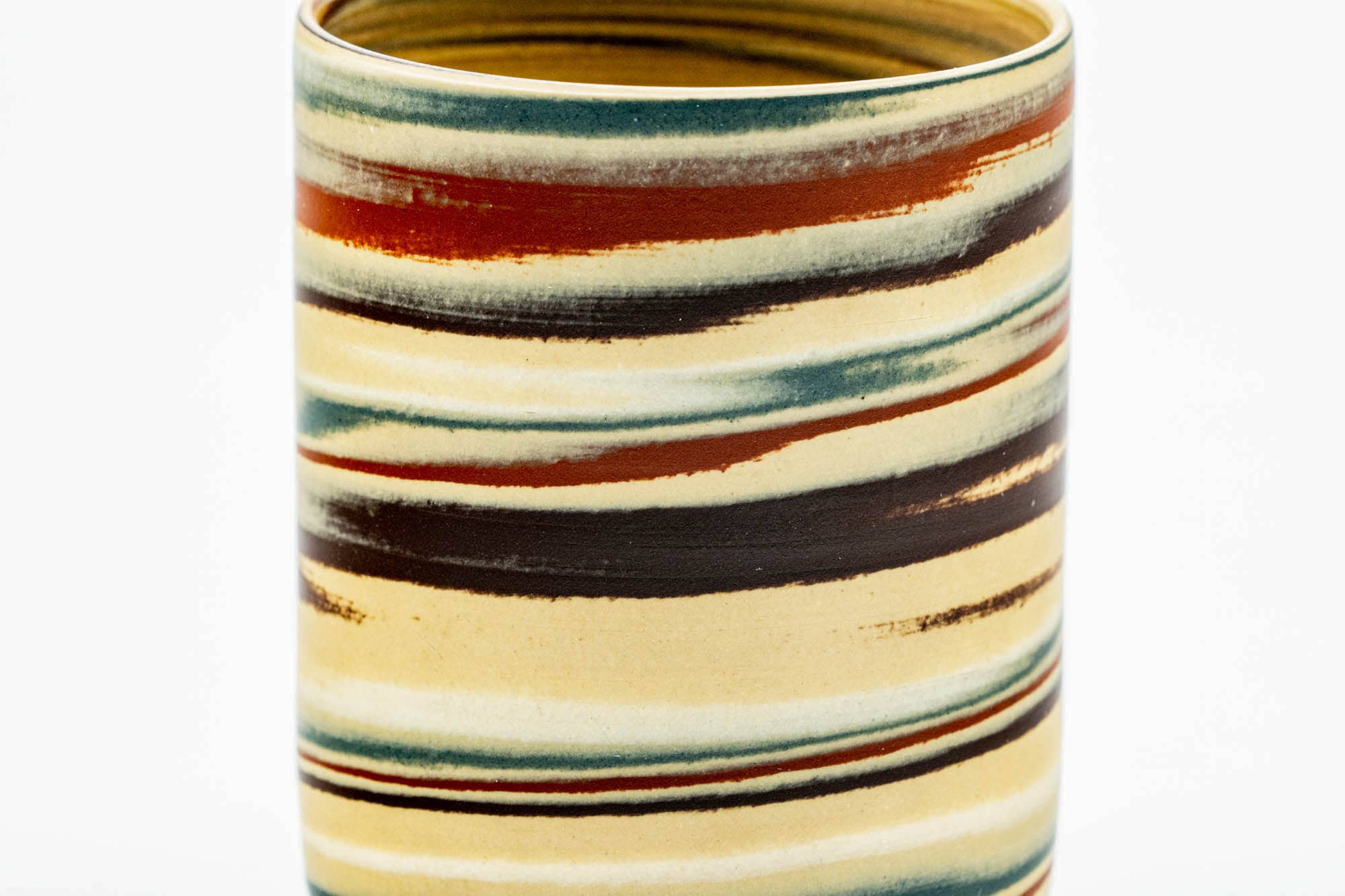 Japanese Teacups - Set of 4 Yellow Nerikomi Tokoname-yaki Yunomi - 90ml