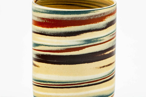 Japanese Teacups - Set of 4 Yellow Nerikomi Tokoname-yaki Yunomi - 90ml