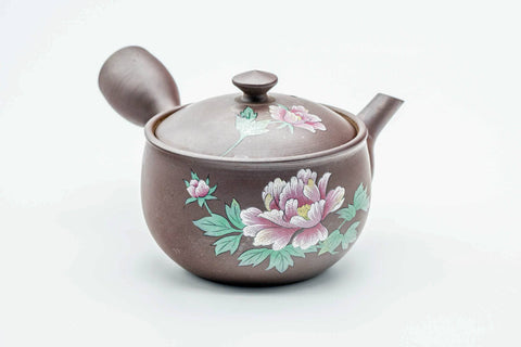 Japanese Kyusu - Floral Painted Purple Clay Mesh Filter Teapot - 230ml