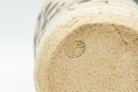 Japanese Teacup - Beige Green Drip-Glazed Floral Oribe-yaki Yunomi - 180ml - Tezumi