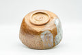 Japanese Matcha Bowl - Yellow White Drip-Glazed Shigaraki-yaki Chawan - 300ml - inverted view showing the foot ring