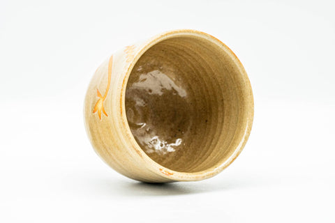 Japanese Teacup - Beige Glazed Floral Yunomi - 150ml