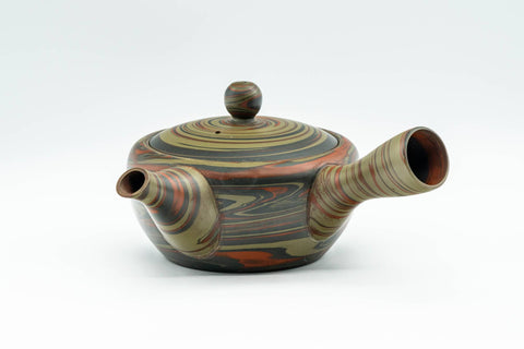 Tezumi — Japanese Kyusu - Nerikomi Tokoname-yaki Debeso Teapot - 250ml — top-down view of the lid