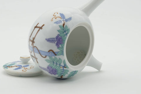 Japanese Kyusu - Floral White Porcelain Arita-yaki Teapot - 250ml