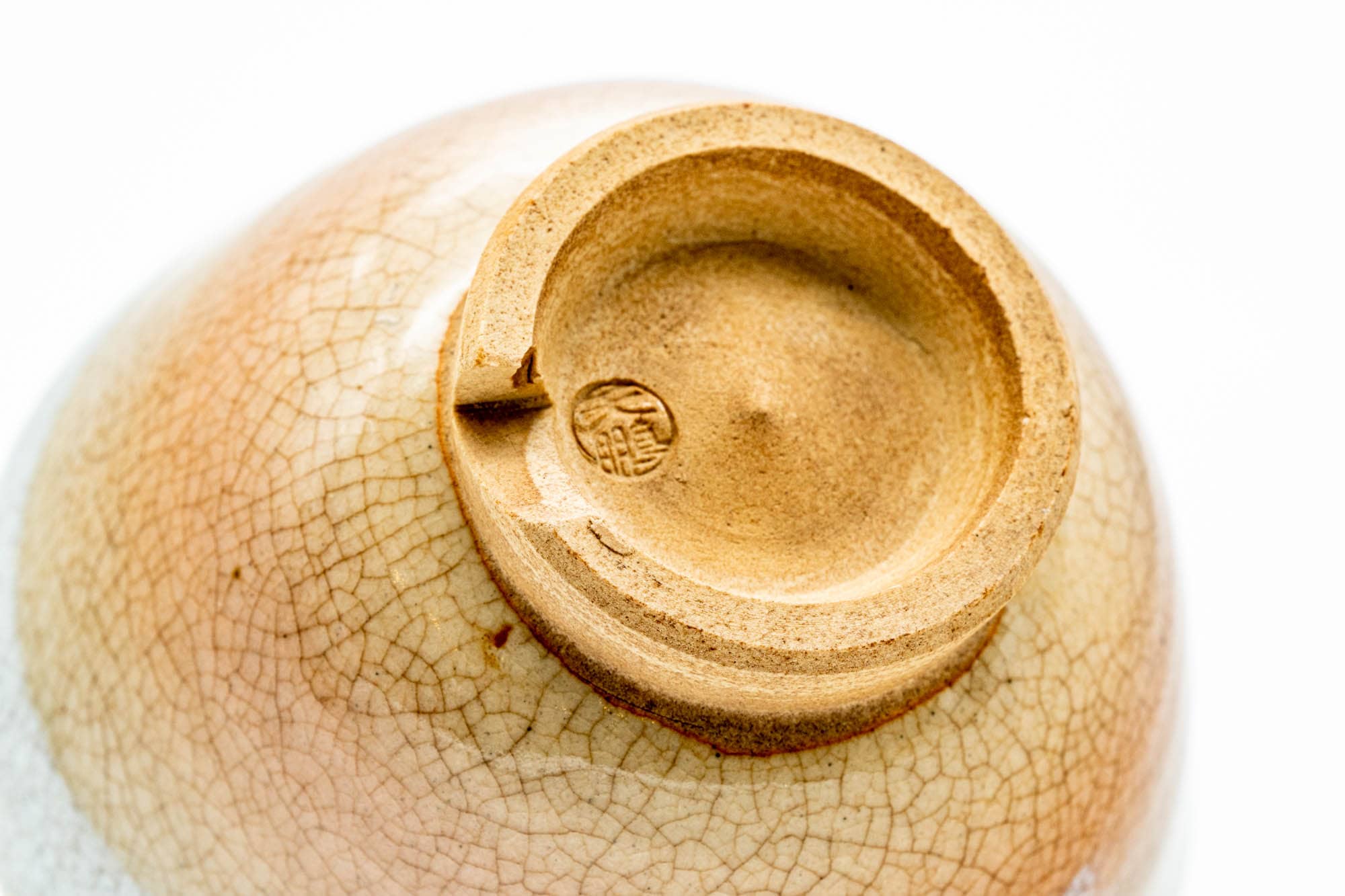 Japanese Teacups - Set of 3 Beige White Glazed Weathered Hagi-yaki Yunomi - 90ml