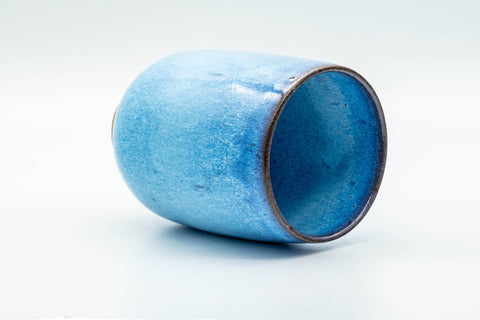 Japanese Teacup - Sky Blue Shino Glazed Yunomi - 275ml - angled view looking into the cup's interior