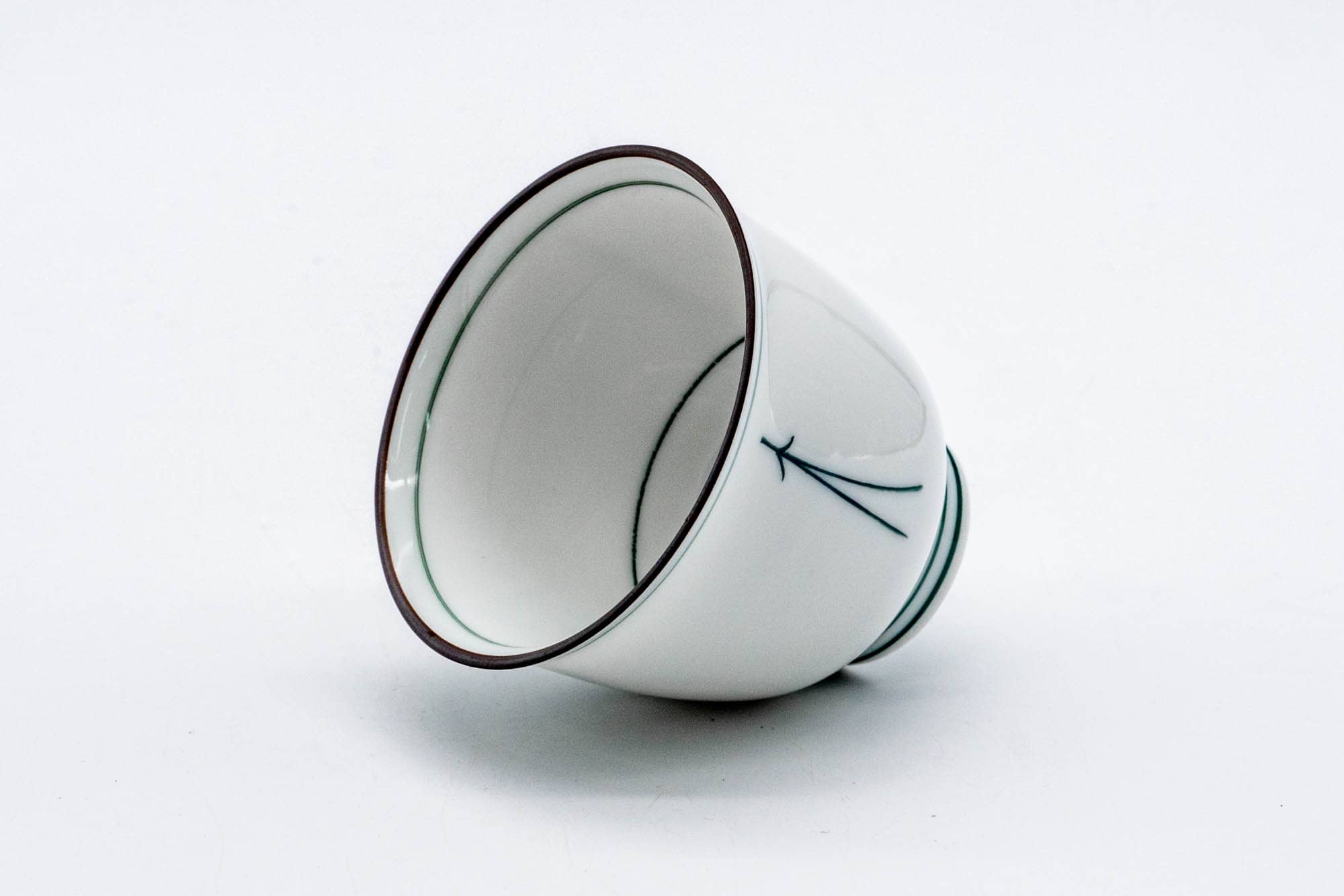 Japanese Teacup - White Porcelain Pine Needle Mino-yaki Yunomi - 100ml
