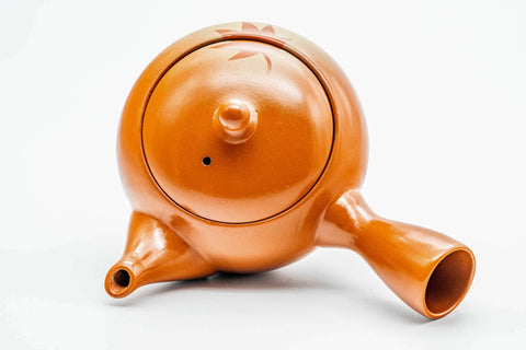 Japanese Kyusu - Momiji Leaves Tokoname-yaki Basket Mesh Teapot - 330ml