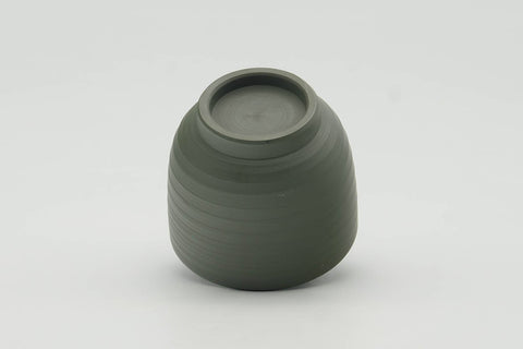 Tezumi — Japanese Teacup - Spiraling Green Ryokudei Tokoname-yaki Yunomi - 60ml — top-down view of the interior