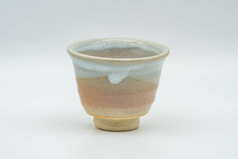 Tezumi — Japanese Teacup - Small Pink White Drip-Glazed Guinomi - 40ml — front view