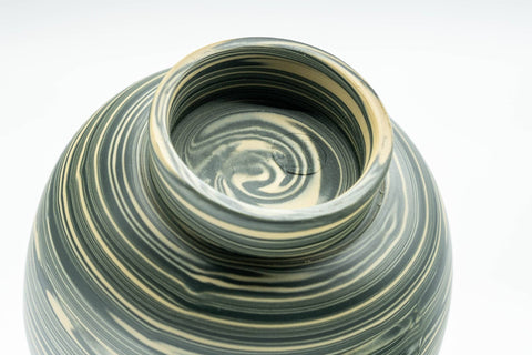 Japanese Teacup - Green, Yellow, and White Nerikomi Tokoname-yaki Yunomi - 100ml - top-down view showing the swirled marbled base