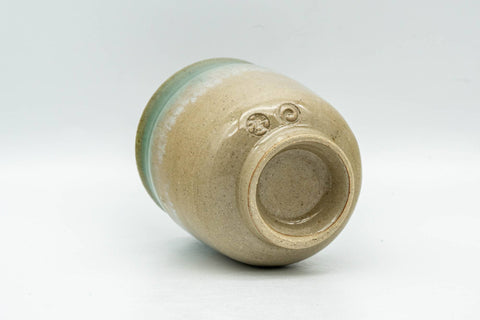 Japanese Teacup - Beige Turquoise and White Drip-Glazed Agano-yaki Yunomi - 125ml - Tezumi