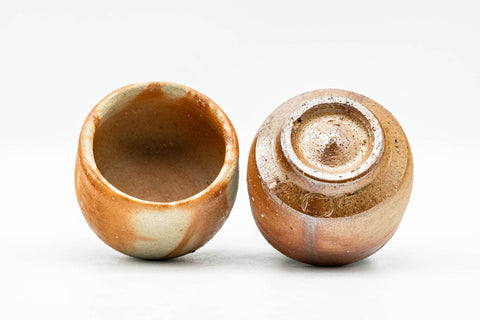 Japanese Teacups - Pair of Hidasuki Rice Straw Bizen-yaki Guinomi - 60ml