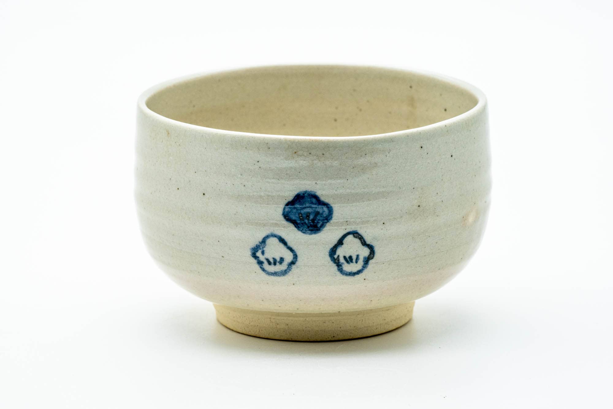 Japanese Matcha Bowl - Beige Floral Kyo-yaki Chawan - 350ml