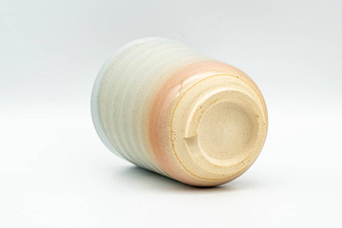 Japanese Teacup - Beige White Glazed Ribbed Hagi-yaki Yunomi - 150ml