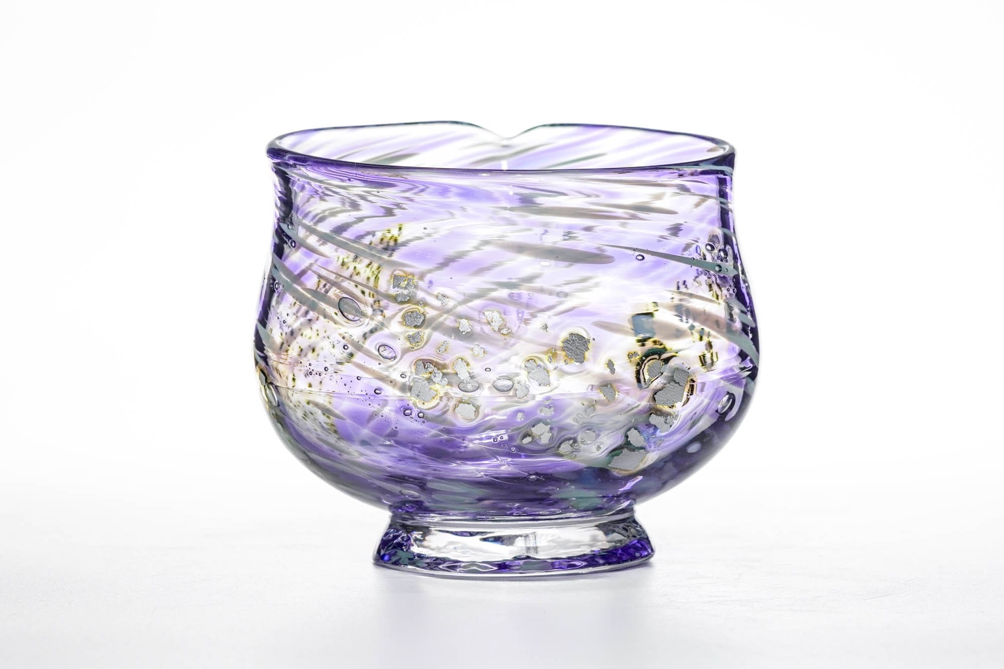 Japanese Matcha Bowl - 翠華園 Suikaen - 宙 Purple Sora Glass Pouring Chawan - 200ml