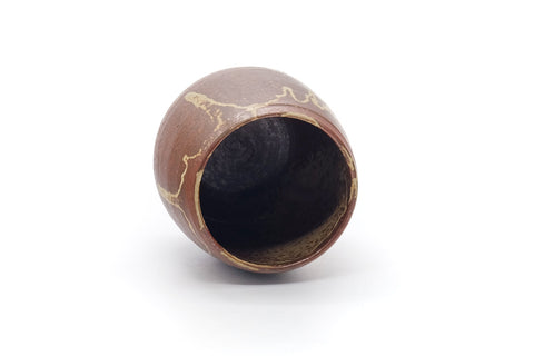 Tezumi — Japanese Teacup - Brown Drip-Glazed Yunomi - 200ml — three-quarter view