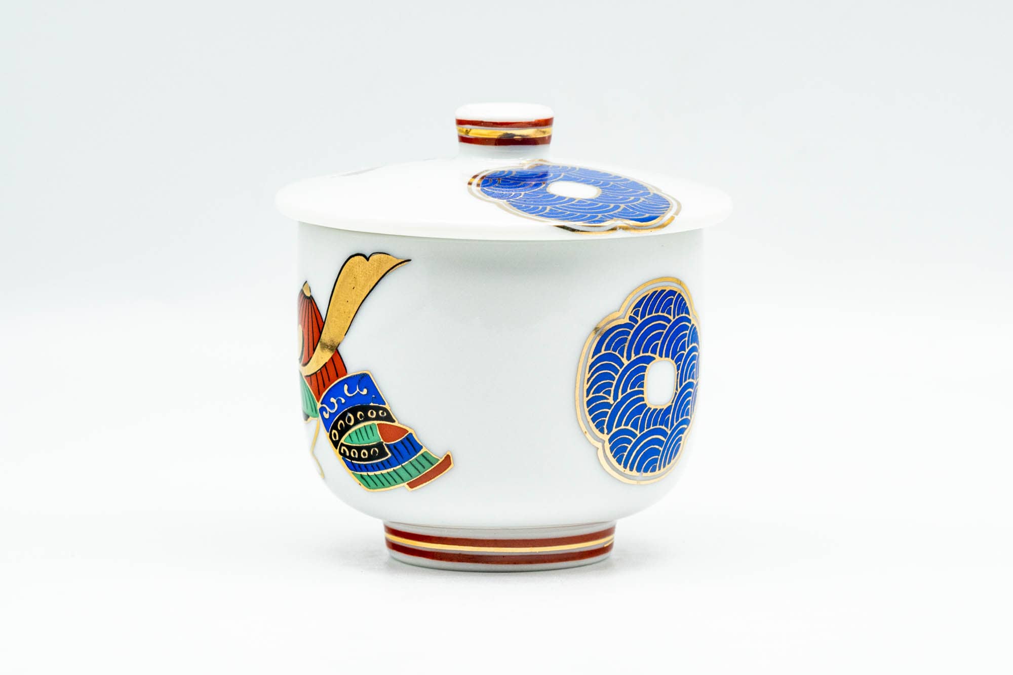 Japanese Teacup - Small Colourful Geometric Arita-yaki Lidded Yunomi - 60ml