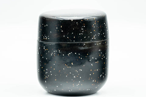 Japanese Natsume - Heavy Speckled Stone Matcha Tea Caddy - 50ml - side view of the speckled body