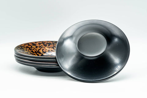 Japanese Chataku - Set of 5 唐塗 Kara-nuri Urushi Lacquerware Tea Saucers - Tezumi